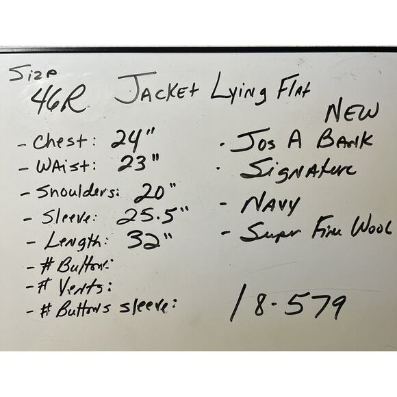 New Jos A Bank Signature 46R Navy Blue SuperFine Suit Jacket Blazer Separate - Picture 9 of 15